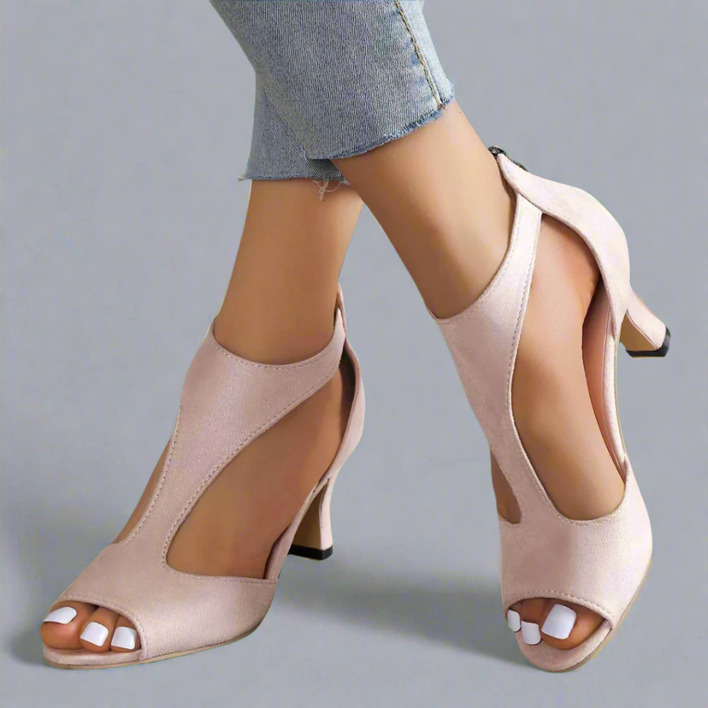 CUTOUT PEEP TOE HEELS
