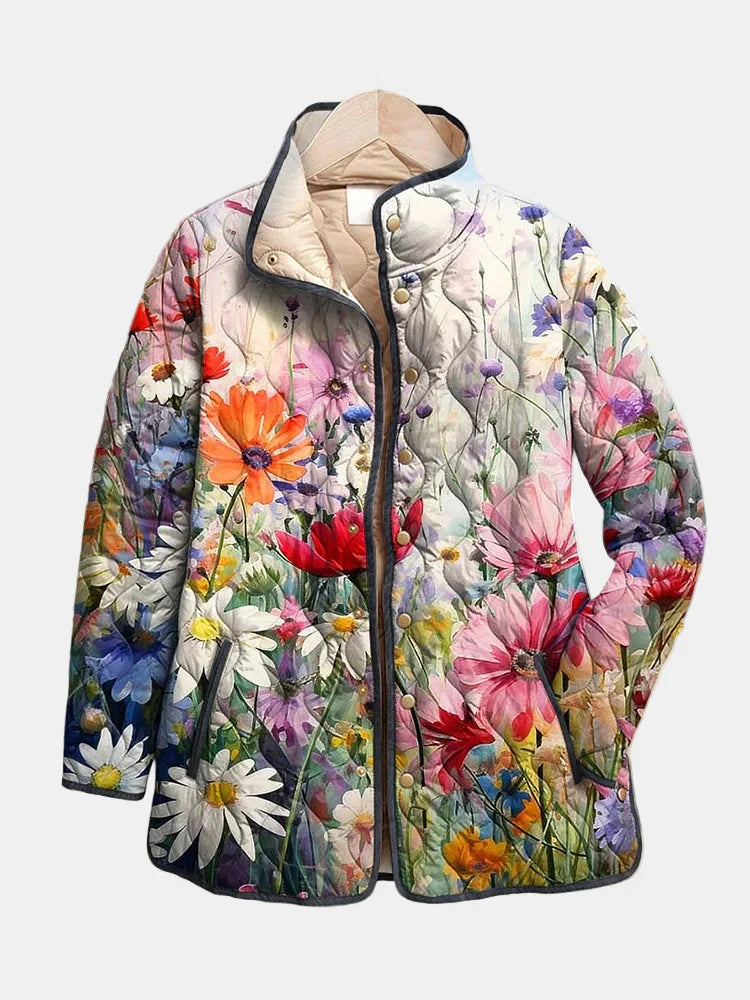 Kaia - Charming Vintage Floral Print Quilted Jacket