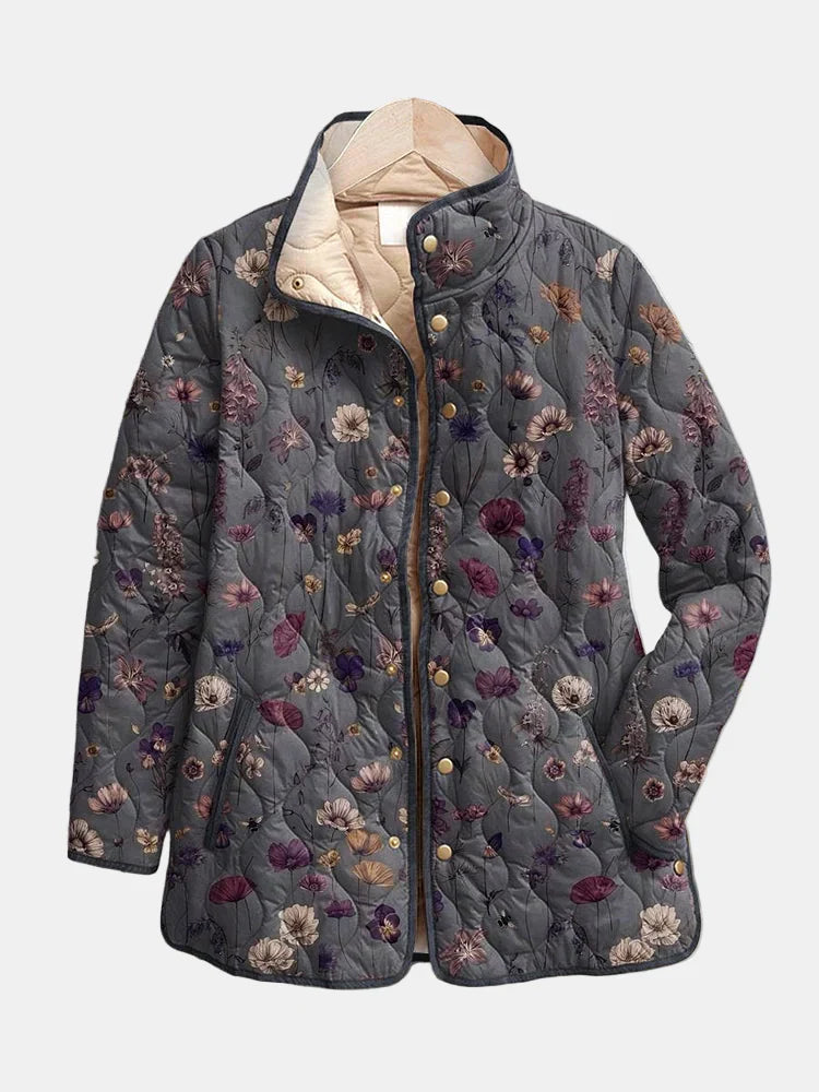 Niva - Vintage Floral Print Quilted Jacket