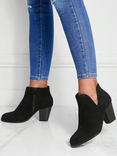 POINTED ANKLE BOOT WITH SUEDE EFFECT