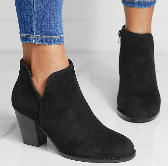 POINTED ANKLE BOOT WITH SUEDE EFFECT