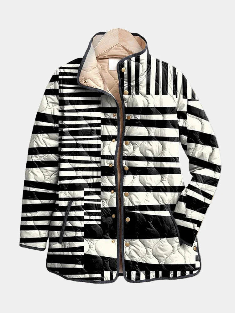 Miren - Black and White Abstract Quilted Jacket