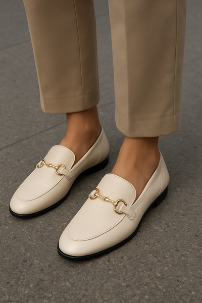 LEATHER LOAFER WITH METAL DETAIL